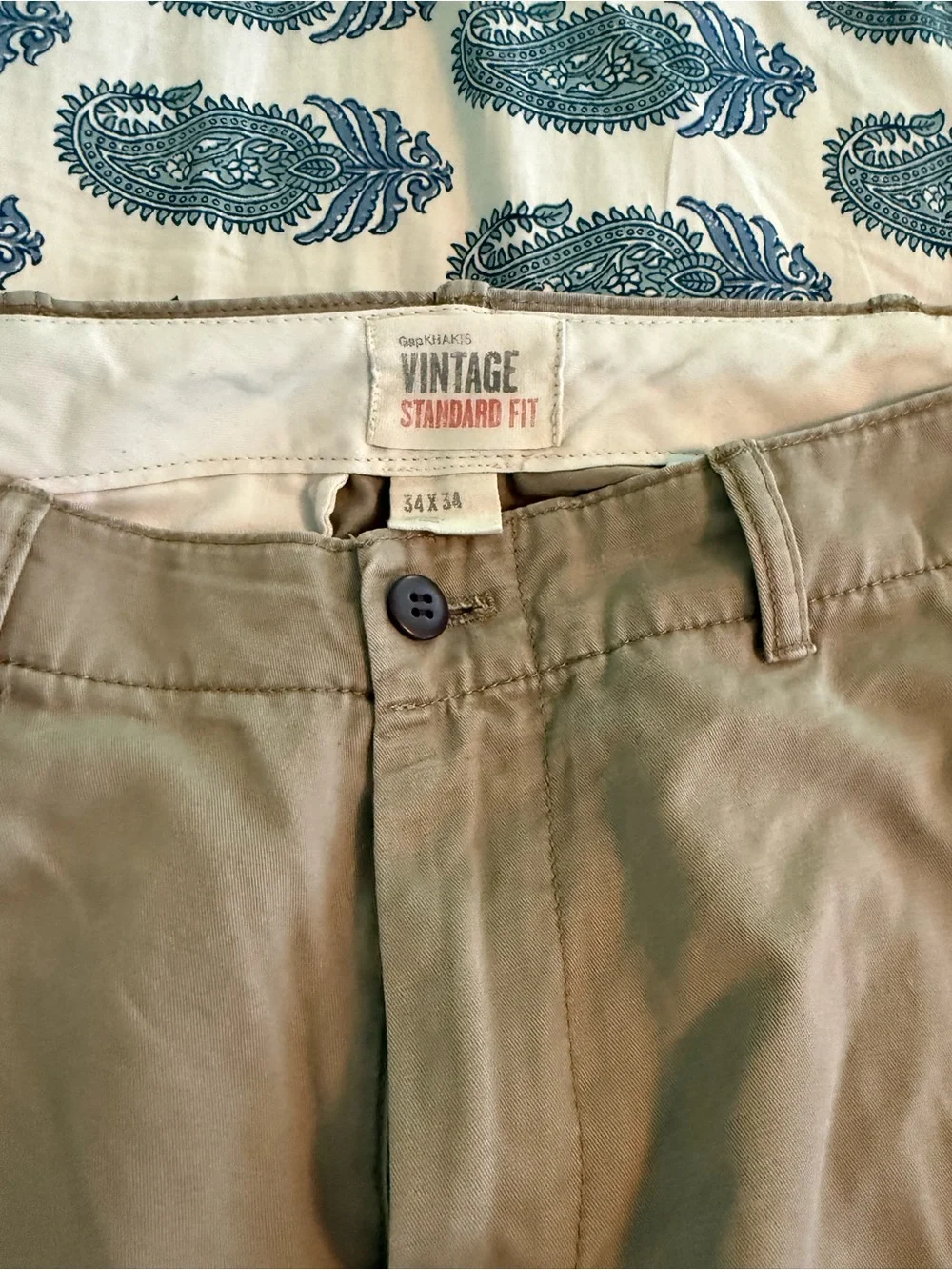 Men's Khaki Straight-Leg Pants